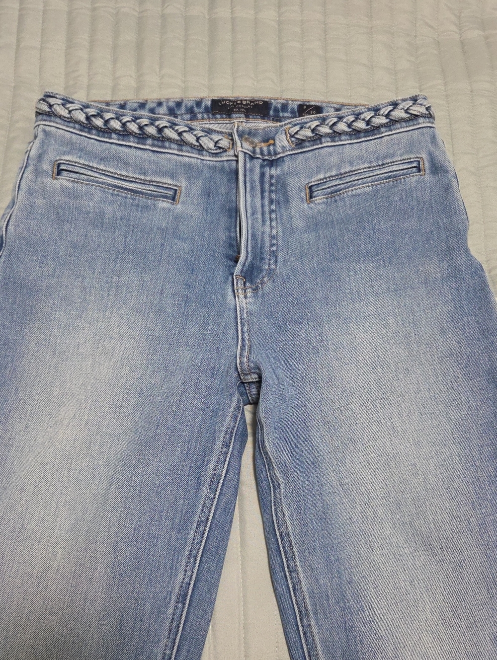 Lucky Brand Light Blue High-Rise Jeans with Braided Waist